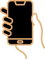 Hands holding mobile phone Vecto Icon vector