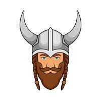 feroz vikingo guerrero mascota cabeza diseño vector