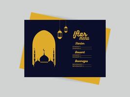 Iftar party menu list template design for restaurant vector