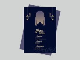 Minimal iftar menu template design for ramadan kareem vector