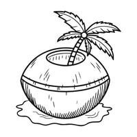 a coconut with a palm tree on it vector