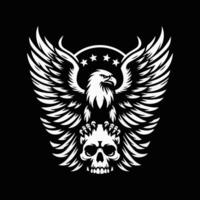 eagle with skull on black background vector