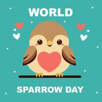 World Sparrow Day. March 20. Cute hand drawn bird. Vector illustration