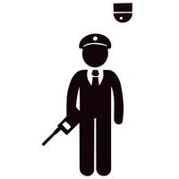 Portrait a police man security holding walkie talkie vector illustration