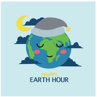 Simple cool vector earth hour illustration