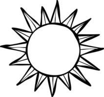 Sun frame, hand drawn sunray doodle, isolated clip art design vector