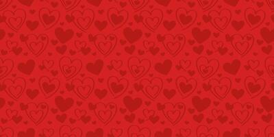 Red valentine day heart pattern background, seamless repeating vector texture, holiday wallpaper design