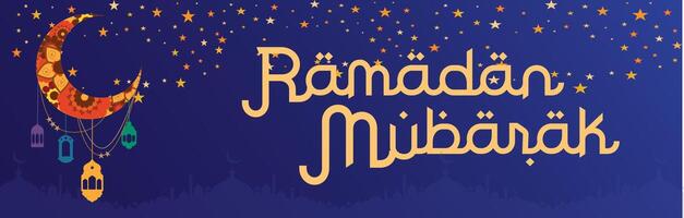 Ramadán Mubarak horizontal bandera vector