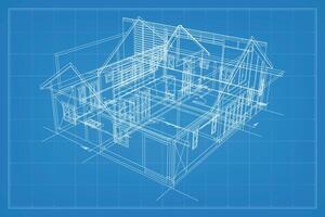 3d hacer de edificio estructura metálica estructura. perspectiva estructura metálica de casa exterior. resumen construcción gráfico idea. vector. vector