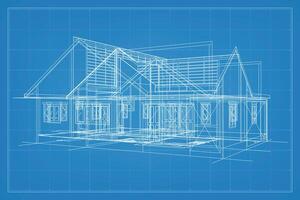 3d hacer de edificio estructura metálica estructura. perspectiva estructura metálica de casa exterior. resumen construcción gráfico idea. vector. vector