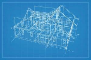 3d hacer de edificio estructura metálica estructura. perspectiva estructura metálica de casa exterior. resumen construcción gráfico idea. vector. vector