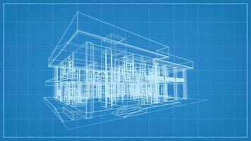 3D perspective render of wireframe architectural construction. 3D building wireframe. Vector. vector