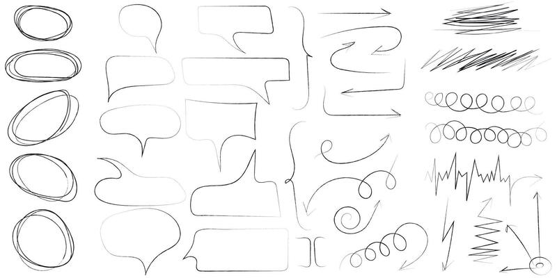 Elements for note-taking, highlighting, and underlining in Hand drawn-style text.