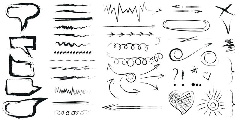 Elements for note-taking, highlighting, and underlining in Hand drawn-style text.