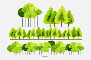 un conjunto de diferente arboles y arbustos vector