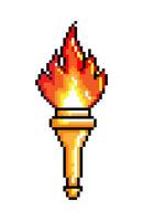 Pixel Art Style Torch vector