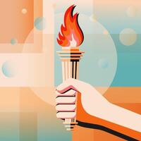 Burning Torch in Hand. Retro Style Illustration. vector