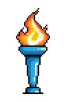 The Torch Icon in the Style of Pixel Art vector