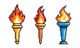 Torch Pixel Art Set. vector