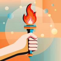 A Burning Torch in His Hand. vector