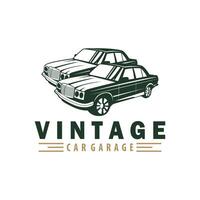 Classic car logo design badge stamp vector vehicle muscle car old vintage retro template illustration