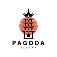 Buddhist culture building pagoda logo vector vintage design simple minimalist illustration