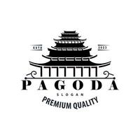 Buddhist culture building pagoda logo vector vintage design simple minimalist illustration