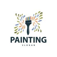 Paint logo simple wall paint brush design with colorful elegant vector template