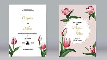 Elegant luxury invitation and tulips with gold circle elements vector