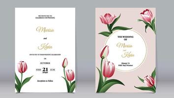 Elegant luxury invitation and tulips with gold circle elements vector