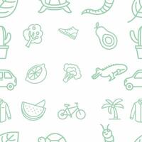 Seamless pattern of green icons on a white background vector