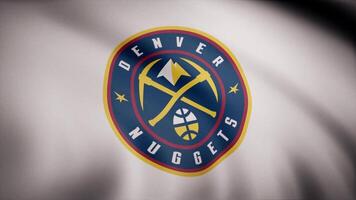 Animation of flag with symbol of Basketball Denver Nuggets. Editorial animation video