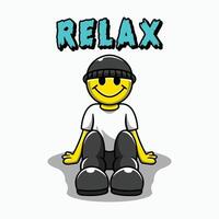 relaxing design poster, relaxing smile mascot logo vector