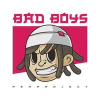 bad boys design poster, bad boys head character logo vector