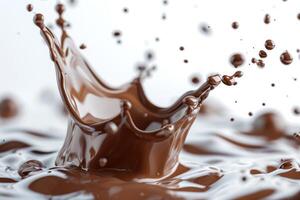 AI generated splashes of chocolate with milk. The concept of sweets photo