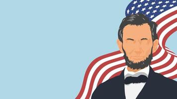 Abraham Lincoln Vector Illustration background, banner, and poster.Vector illustration with usa flag and copy space area.