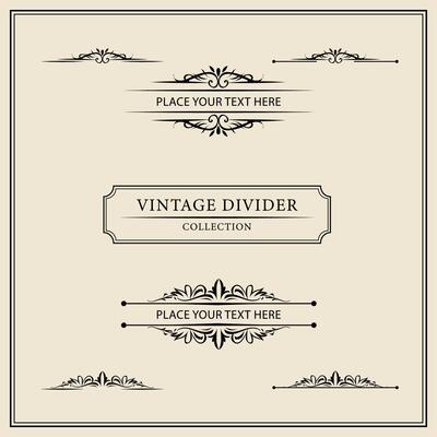 Vintage ornamental frames and labels collection. Decorative elements for design.