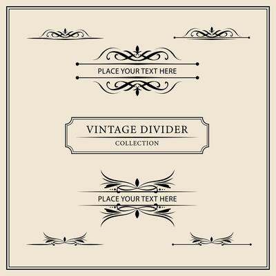 Vintage ornamental frames and labels collection. Decorative elements for design.