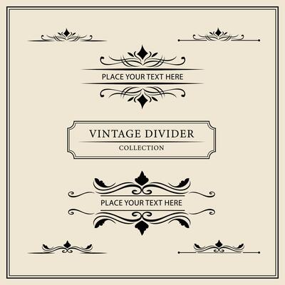 Vintage ornamental frames and labels collection. Decorative elements for design.