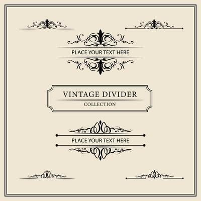 Vintage ornamental frames and labels collection. Decorative elements for design.