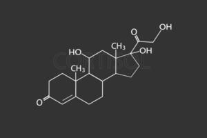 Cortisol molecular skeletal chemical formula vector