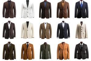 AI generated a lot of jackets are empty on a white isolated background photo