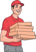 pizza delivery man without background vector