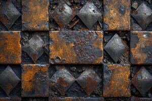 AI generated textured metal squares of bronze color with scuffs. Texture. Background photo