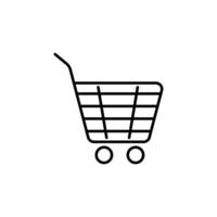 Shopping Cart Vector Symbol for Advertisement. Suitable for books, stores, shops. Editable stroke in minimalistic outline style. Symbol for design