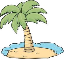 palm tree on the island vector