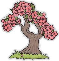 vector drawing of sakura tree without background