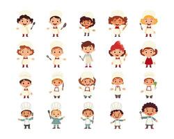 Set of children cook vector illustration. Little chef vector illustration collection design