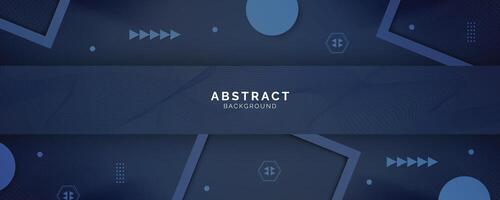 Futuristic dark blue abstract background with lines and shadow, geometric shape overlap layers, graphic pattern banner template design vector