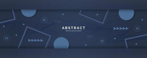 Futuristic dark blue abstract background with lines and shadow, geometric shape overlap layers, graphic pattern banner template design vector